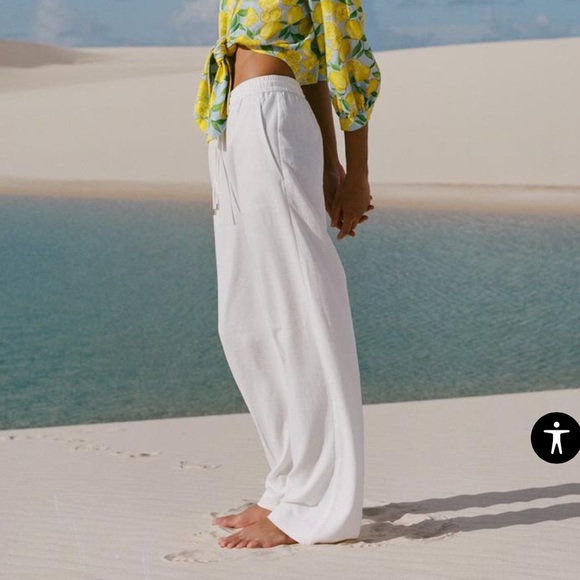 ZARA linen blend straight pants new with tags medium - Picture 1 of 3